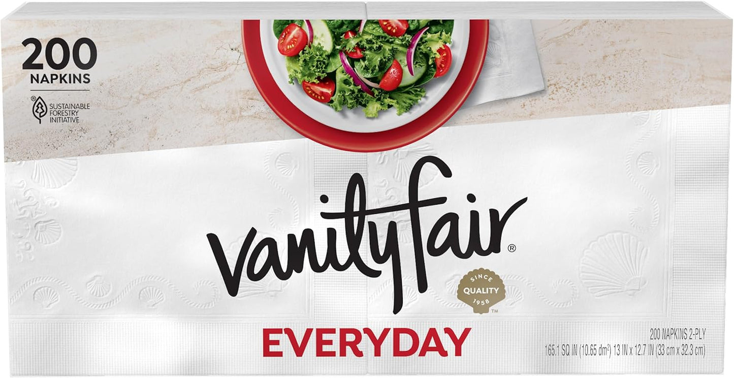 Vanity Fair Everyday Paper Napkins, 100 Count, Disposable Napkins Made Soft And Smooth For Everyday Meals