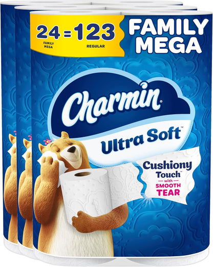 Charmin Ultra Soft Cushiony Touch Toilet Paper, 12 Family Mega XL Rolls = 84 Regular Rolls