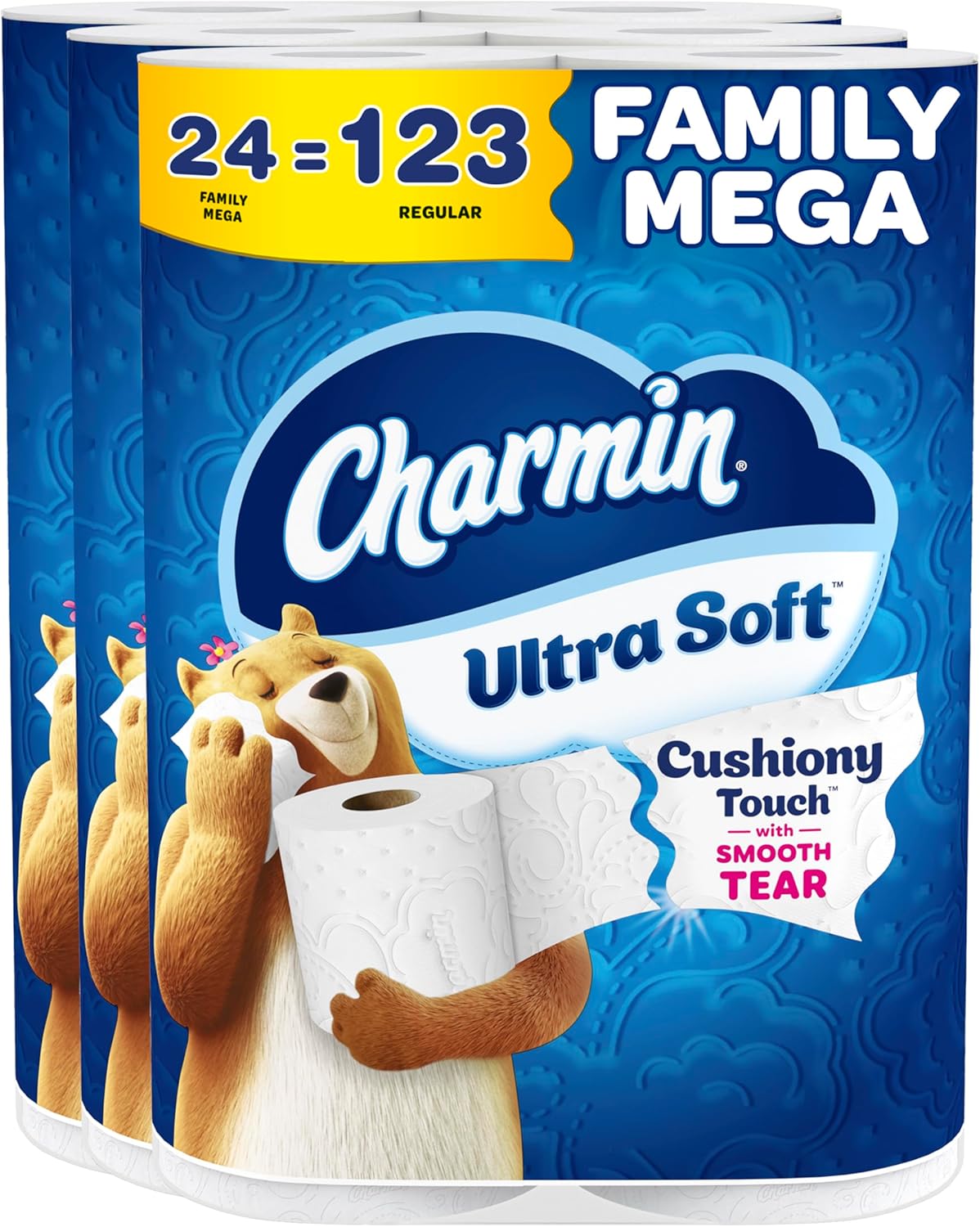 Charmin Ultra Soft Cushiony Touch Toilet Paper, 18 Family Mega XL = 126 Regular Rolls, 2-Ply, White