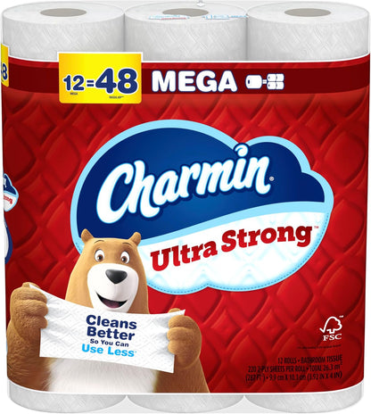 Charmin Ultra Strong Toilet Paper, 6 Mega = 24 Regular Rolls, 2-Ply, White