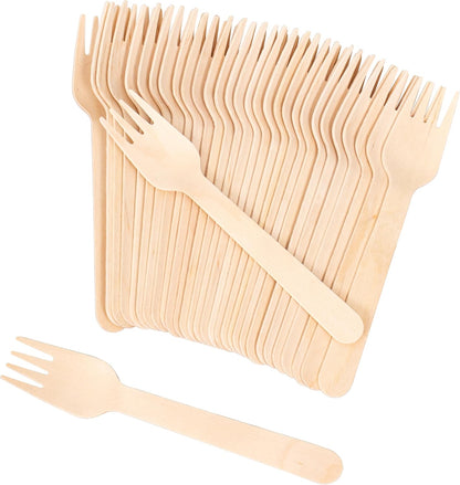 ANTETOK Disposable Wooden Cutlery Spoons - 100 Pack Wooden Spoons Disposable,Biodegradable and Earth Friendly, 6.3 Inch Length