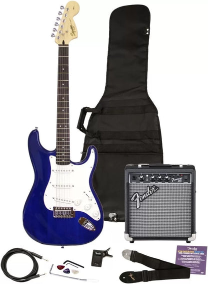 Fender Squier Stratocaster - Sunburst Bundle with Frontman 10G Amp, Gig Bag, Instrument Cable, Tuner, Strap, Picks, Fender Play Online Lessons, Instructional Book, and Austin Bazaar Instructional DVD