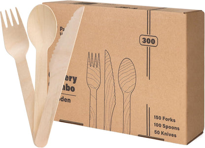 Pantry Value [100 Count] Wooden Spoons Disposable, Splinter-free Biodegradable Spoons, Eco-friendly, Compostable Utensils for Outdoors, Parties, and events