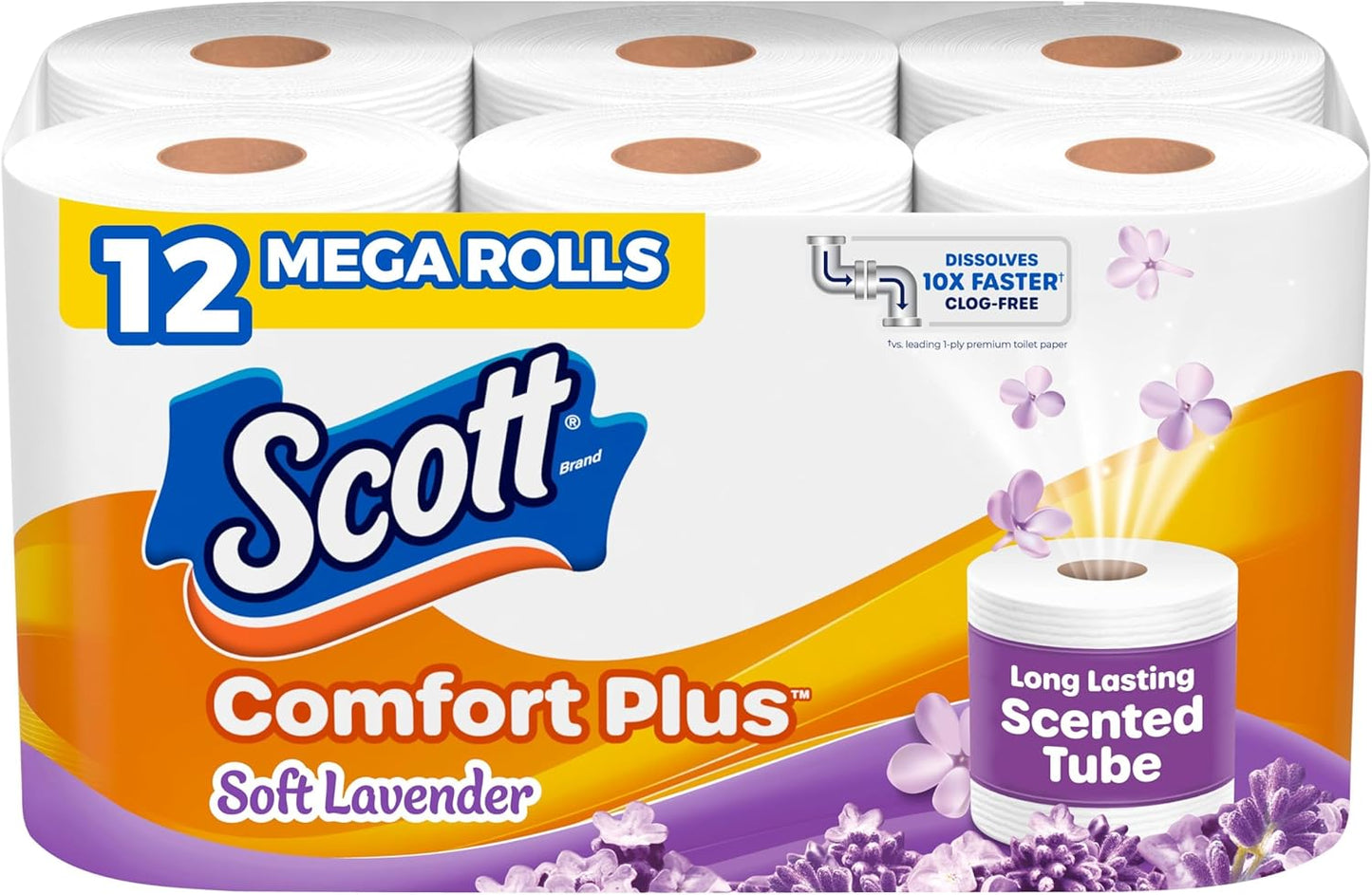 Scott ComfortPlus Toilet Paper, 12 Triple Rolls, 231 Sheets per Roll, Septic-Safe, 1-Ply Toilet Tissue