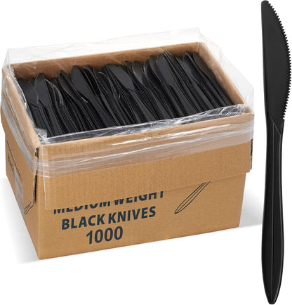 1,000 Plastic Disposable Sporks Bulk Black Medium Weight Disposable Silverware Plastic Cutlery Spork