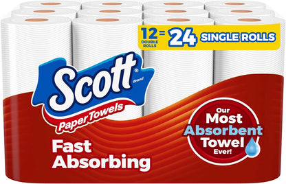 Scott Paper Towels, Choose-A-Sheet, 6 Double Rolls = 12 Regular Rolls (108 Sheets Per Roll)