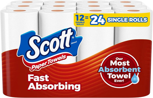 Scott Paper Towels, Choose-A-Sheet, 6 Double Rolls = 12 Regular Rolls (108 Sheets Per Roll)