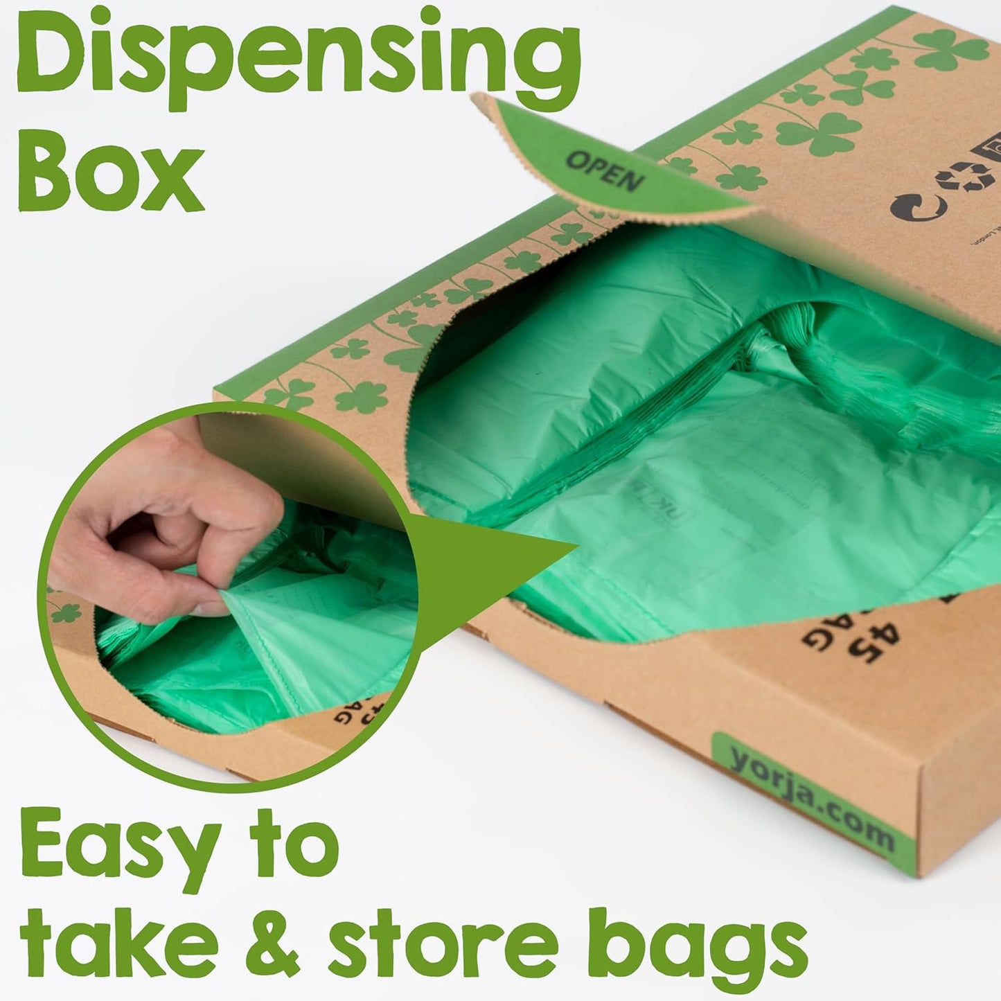 YORJA 1.6 Gallon Tie Handles Compost Trash Bags 120 Food Scrap Bags, Compostable Kitchen Waste Bags with Europe EN13432 & ASTM D6400 Certified