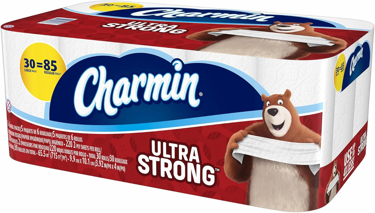 Charmin Ultra Strong Toilet Paper, 6 Mega = 24 Regular Rolls, 2-Ply, White