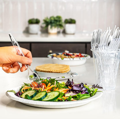 Amazon Basics Disposable Clear Plastic Forks, Premium Quality, 100 Count, Large Pack