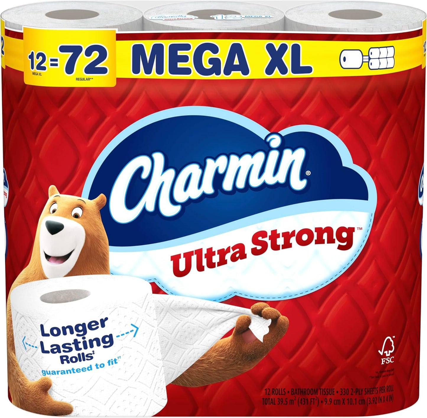 Charmin Ultra Strong Toilet Paper, 6 Mega = 24 Regular Rolls, 2-Ply, White