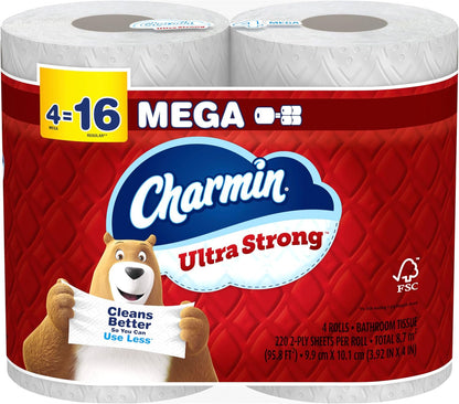 Charmin Ultra Strong Toilet Paper, 6 Mega = 24 Regular Rolls, 2-Ply, White