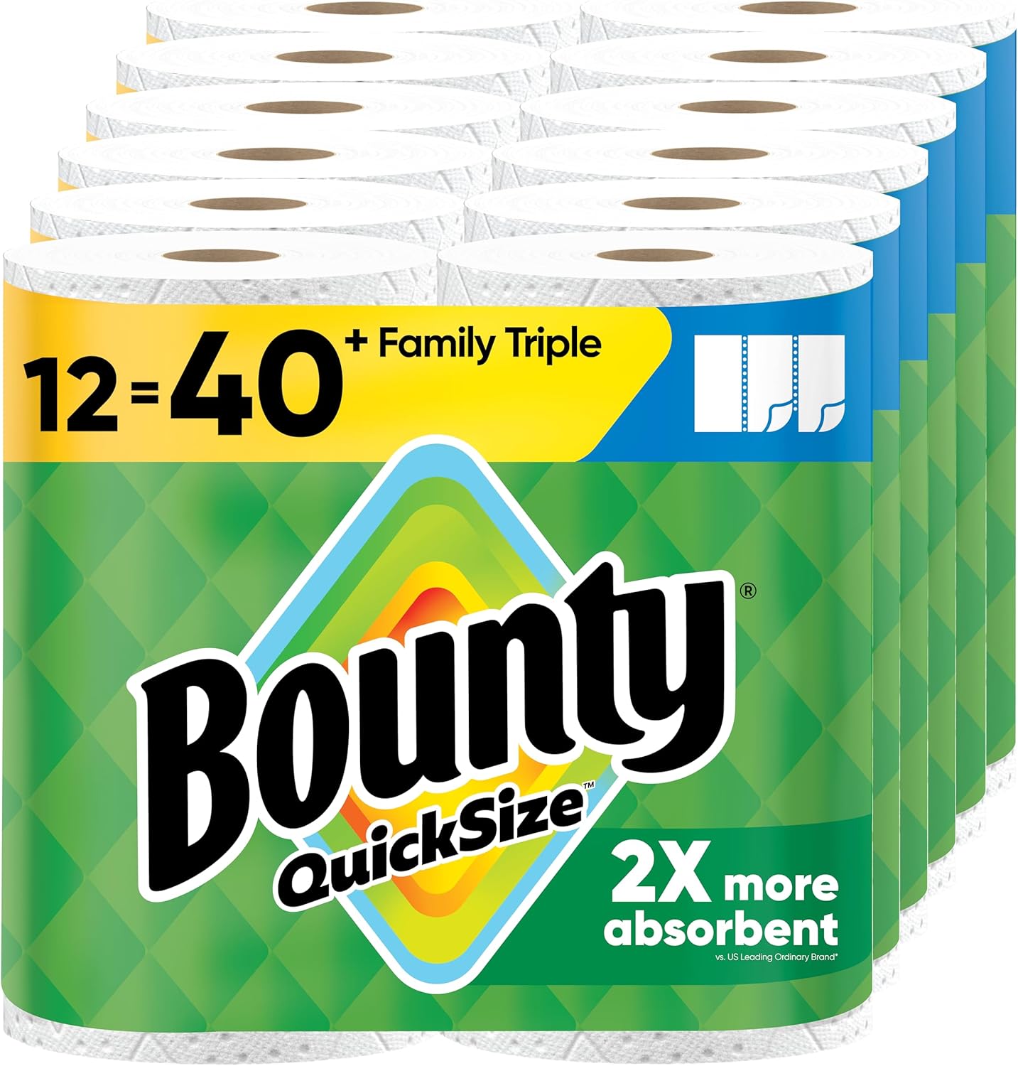 Bounty Quick Size Paper Towels, White, 8 Family Rolls