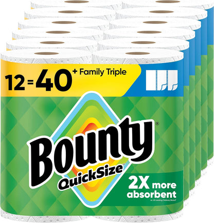 Bounty Quick Size Paper Towels, White, 8 Family Rolls