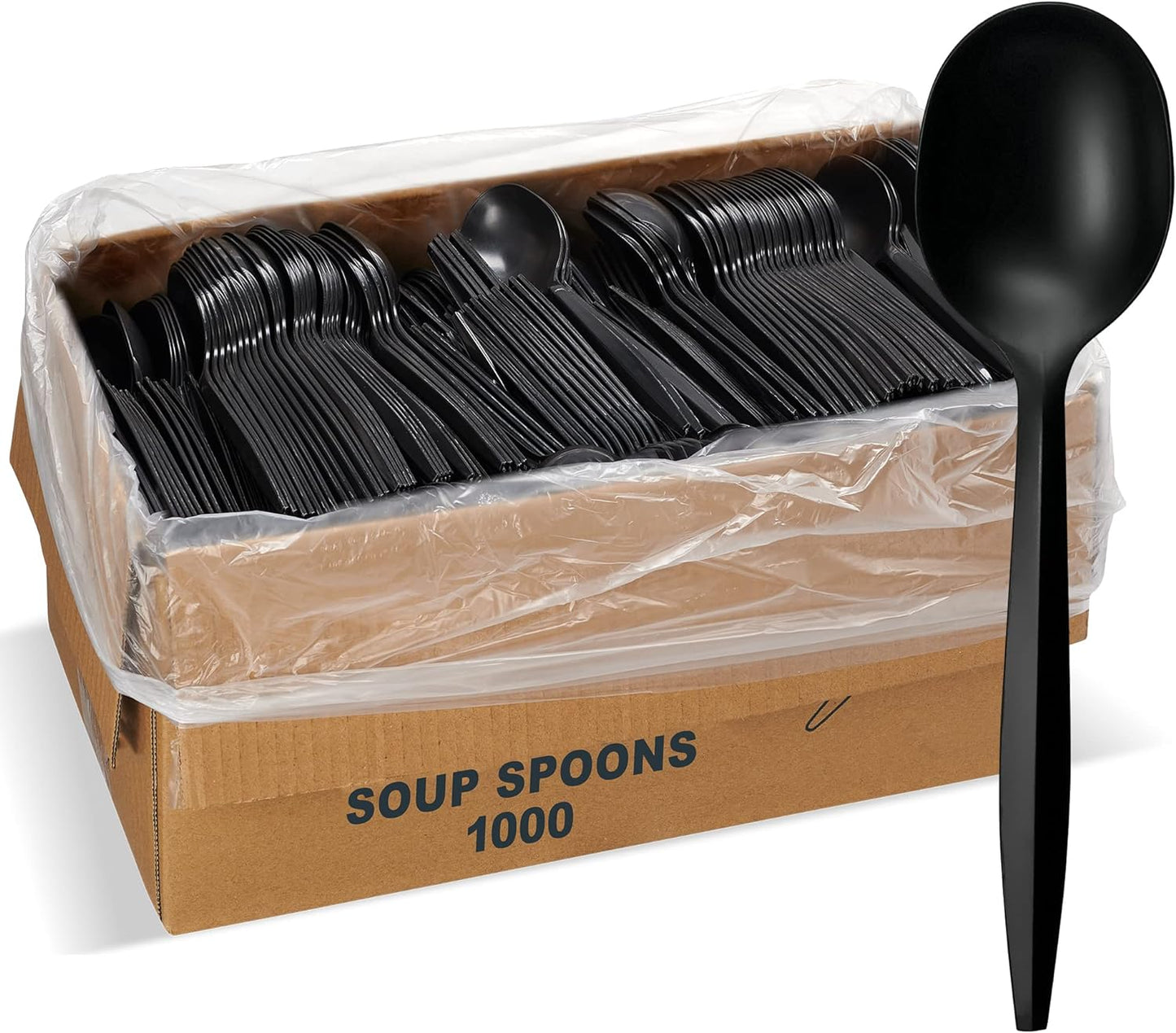 1,000 Plastic Disposable Sporks Bulk Black Medium Weight Disposable Silverware Plastic Cutlery Spork