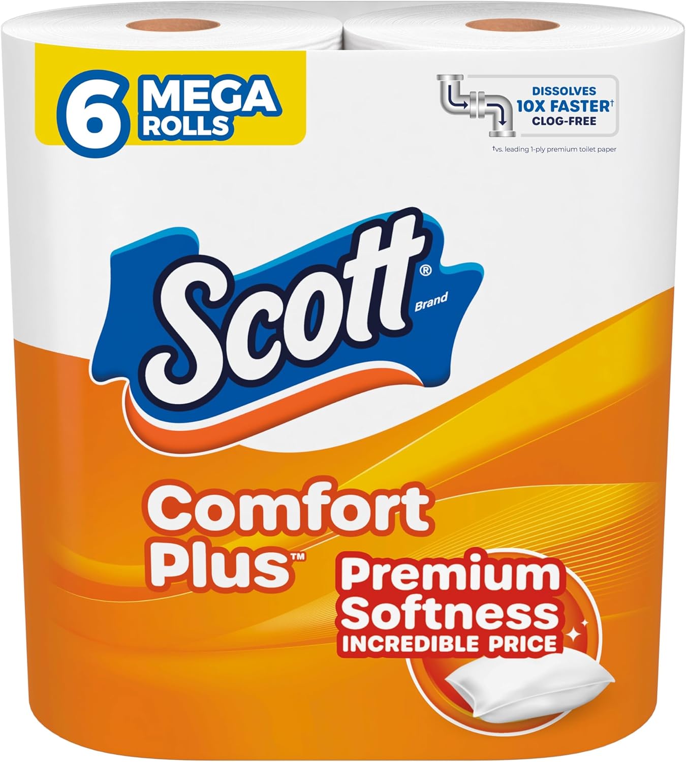 Scott ComfortPlus Toilet Paper, 12 Triple Rolls, 231 Sheets per Roll, Septic-Safe, 1-Ply Toilet Tissue