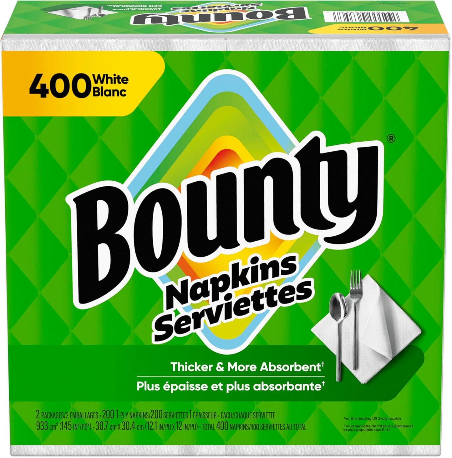 Bounty Paper Napkins, White, 200 Count, Packaging may vary