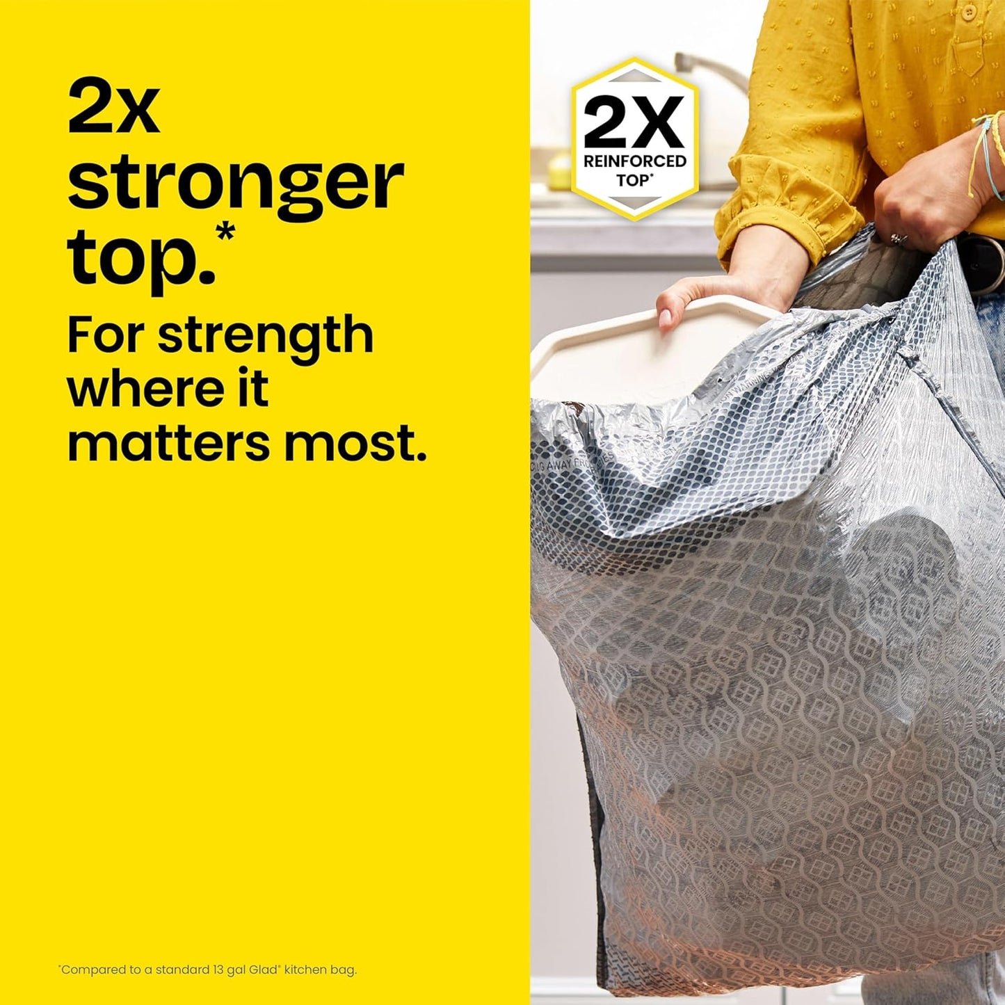 Glad ForceFlex MaxStrength XL Kitchen Trash Bags, 20 Gal, Fresh Clean, 80 Ct (Package May Vary)
