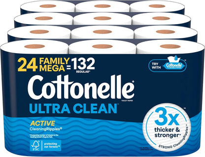 Cottonelle Ultra Clean Toilet Paper, 9 Mega Rolls = 36 Regular Rolls, Packaging May Vary