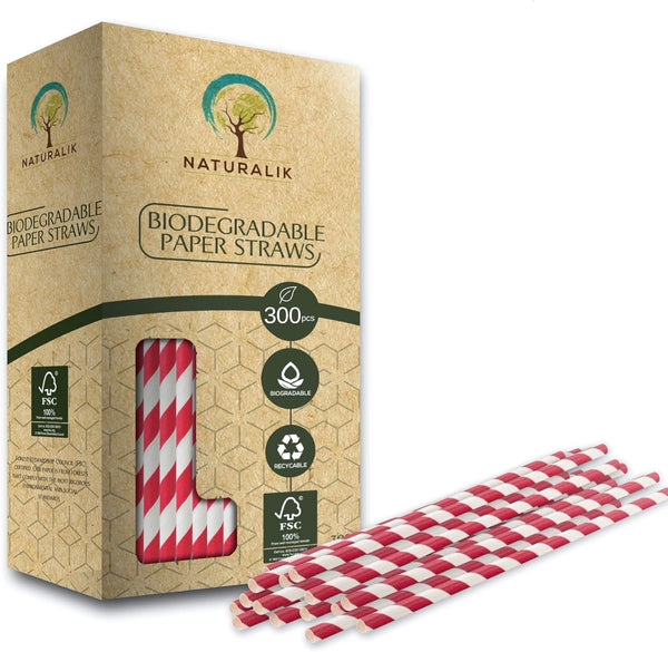 Naturalik 300/1000-Pack Extra Durable Brown Paper Straws Biodegradable- Premium Toxin Free Paper Straws Bulk- Drinking Straws for Juices, Restaurants and Party supplies, 7.7" (Brown, 300ct)