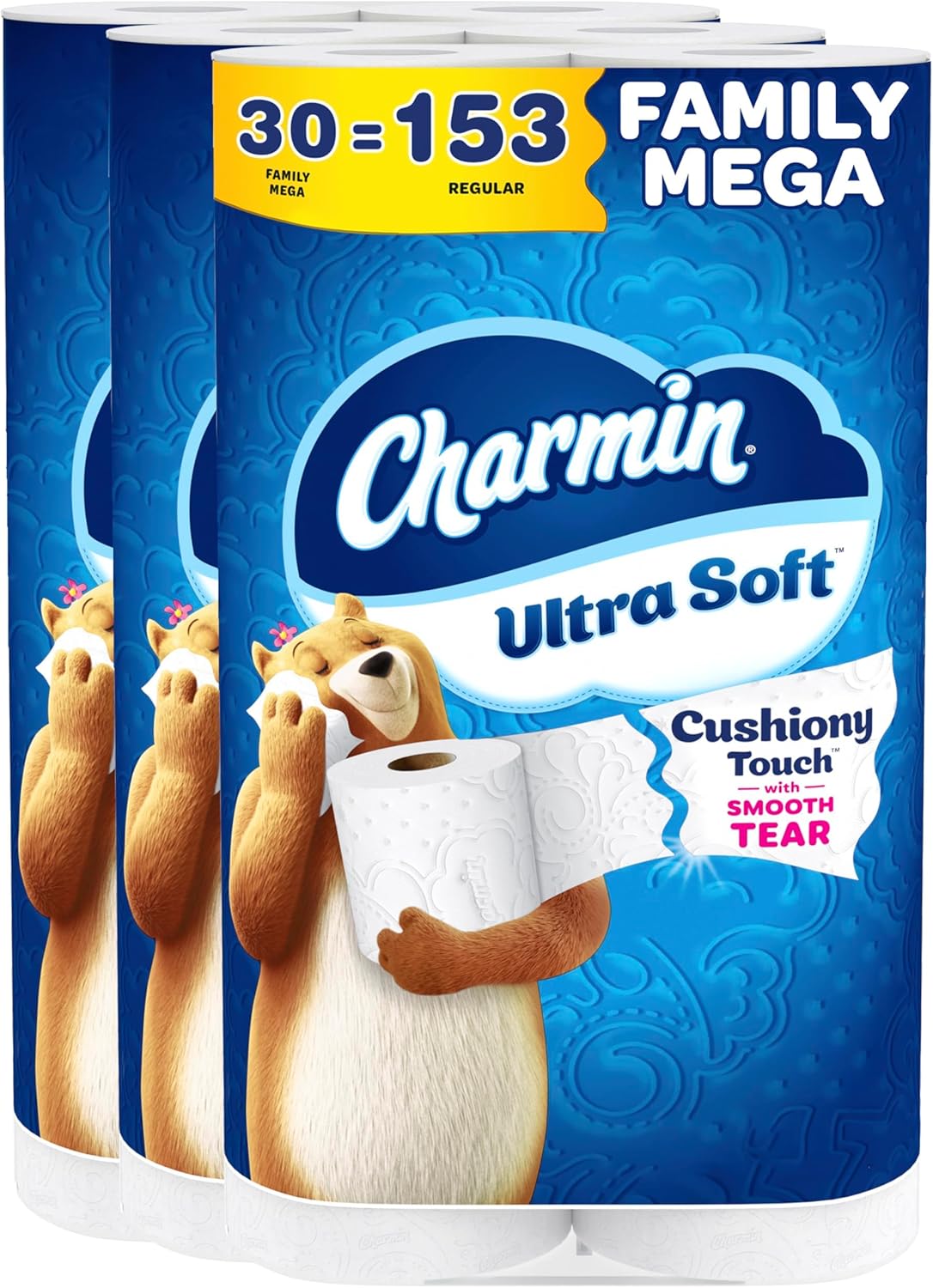 Charmin Ultra Soft Cushiony Touch Toilet Paper, 18 Family Mega XL = 126 Regular Rolls, 2-Ply, White