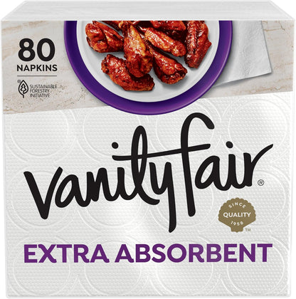 Vanity Fair Extra Absorbent Premium Paper Napkins, 160 Count, Disposable Napkins Made Soft And Strong For Messy Meals And Everyday Use