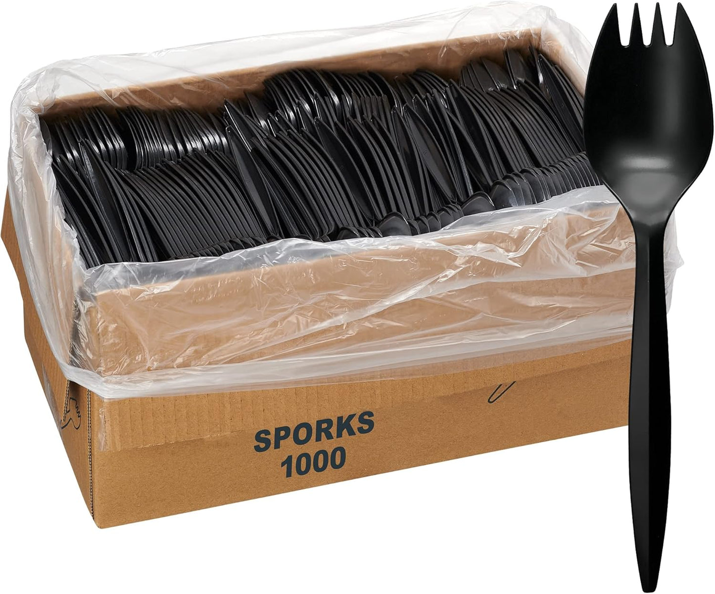 1,000 Plastic Disposable Sporks Bulk White Medium Weight Disposable Silverware Plastic Cutlery Spork