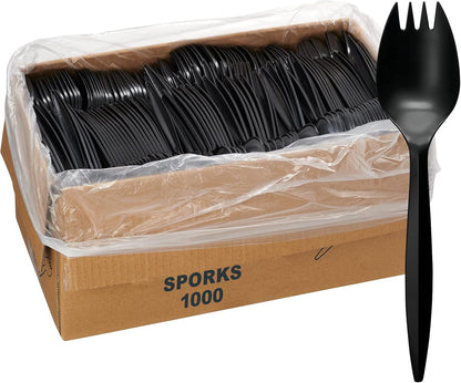 1,000 Plastic Disposable Sporks Bulk White Medium Weight Disposable Silverware Plastic Cutlery Spork