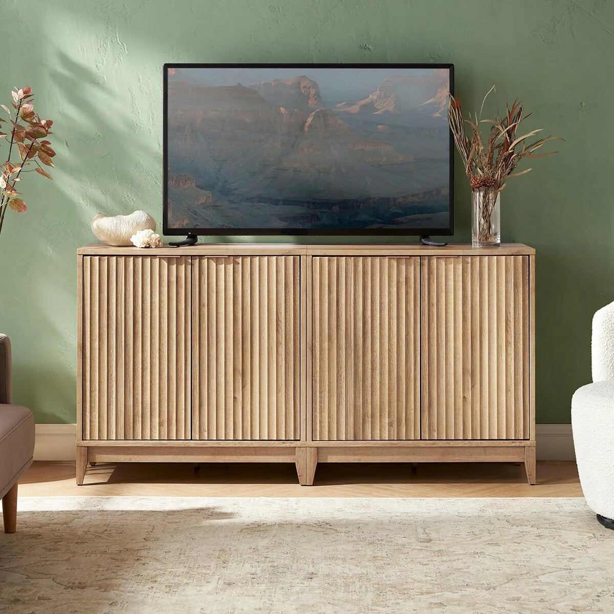 Mopio Brooklyn Storage Cabinet, Modern Farmhouse Entryway Accent Cabinet, Buffet Sideboard, Credenza