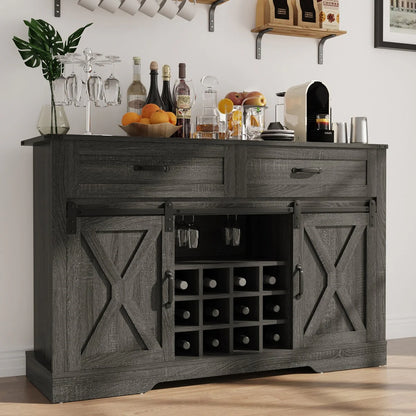 Royalcraft 51.96 Inch Bar Cabinet with Wine Rack and Large Storage
