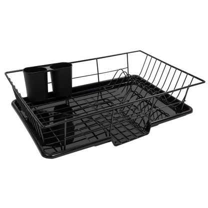 Sweet Home Collection 3-Piece Kitchen Sink Dish Drainer Set Black