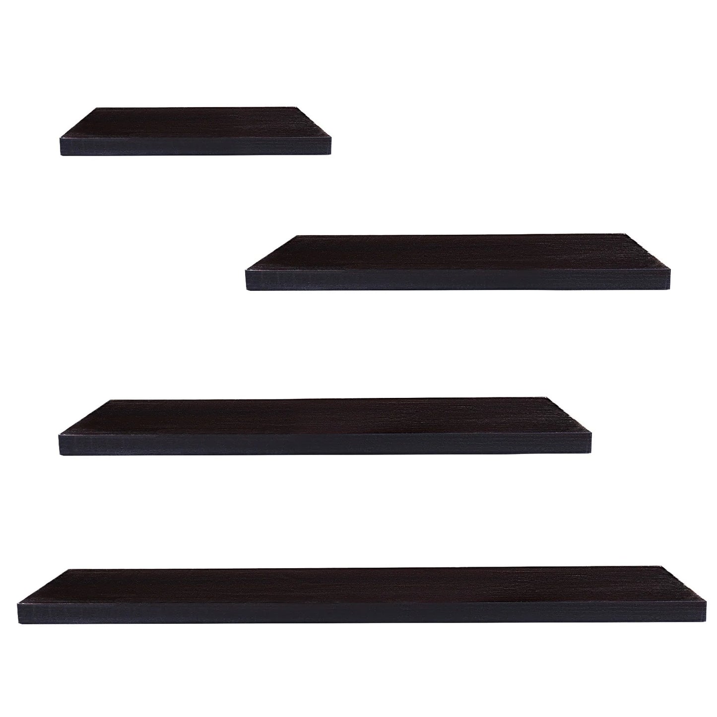 4Pcs Wood Floating Shelves Wall Mounted White Black Storage Shelf Set Home Decor