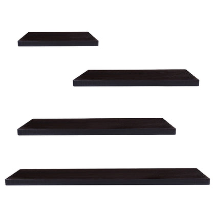 4Pcs Wood Floating Shelves Wall Mounted White Black Storage Shelf Set Home Decor