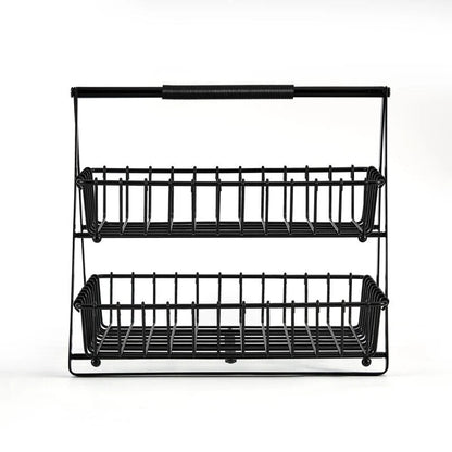 Gourmet Basics by Mikasa Flax 2-Tier Basket, Black/Wire