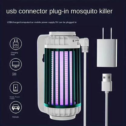 Mosquito Trap Electric USB Portable Silent Killer Lamp Electric Bug Zapper Inhalation Mosquito Killer Lamp Household Outdoor Rechargeable Mosquito Trap Wall Mountable Desktop Friendly