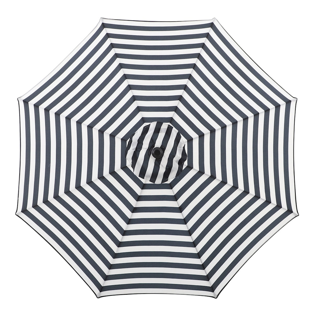 Black Awning Stripe Crank & Tilt Round Patio Umbrella, 9'