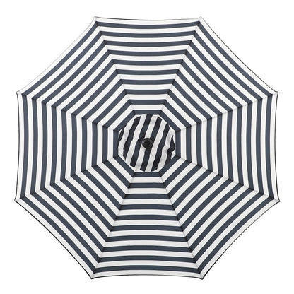 Black Awning Stripe Crank & Tilt Round Patio Umbrella, 9'
