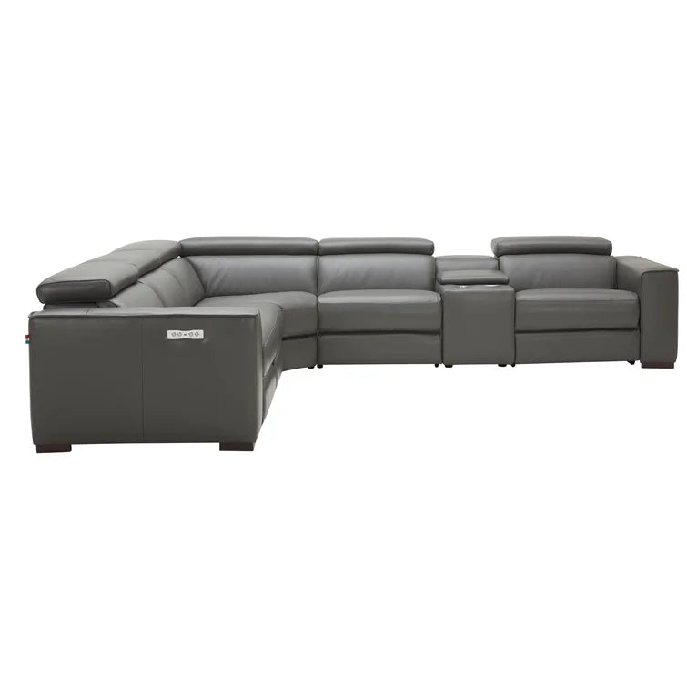 Graddy 6 - Piece Leather Power Reclining Sectional