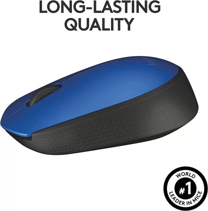 Logitech M170 Wireless Mouse for PC, Mac, Laptop, 2.4 GHz with USB Mini Receiver, Optical Tracking, 12-Months Battery Life, Ambidextrous - Blue Grey
