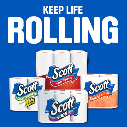 Scott ComfortPlus Toilet Paper, 12 Double Rolls, 231 Sheets per Roll, Septic-Safe, 1-Ply Toilet Tissue