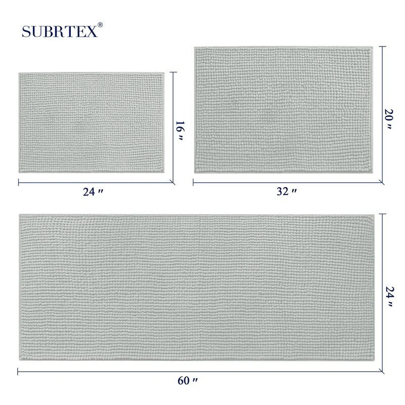 Subrtex Luxury Chenille Bath Rugs Soft Bathroom Mats