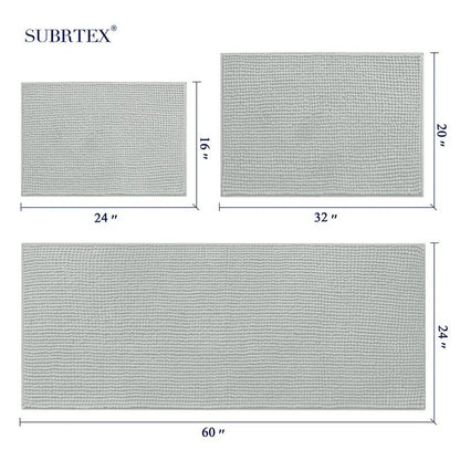 Subrtex Luxury Chenille Bath Rugs Soft Bathroom Mats