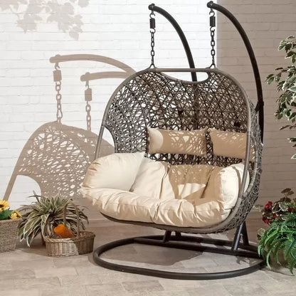 Patio Wicker Swing Chair With Stand Rain Cover Included