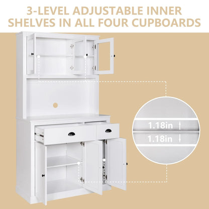 VEIKOUS Pantry Kitchen Cabinet Storage with Microwave Stand and 3 Adjustable Shelves