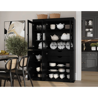 Palace Imports 100% Solid Wood China Pantry with Glass or Solid Wood Doors and 2-Drawers - 48.5" x 71.5"