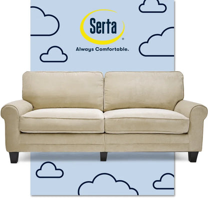 Serta Copenhagen 78" Sofa Couch for Two People with Pillowed Back Cushions and Rounded Arms
