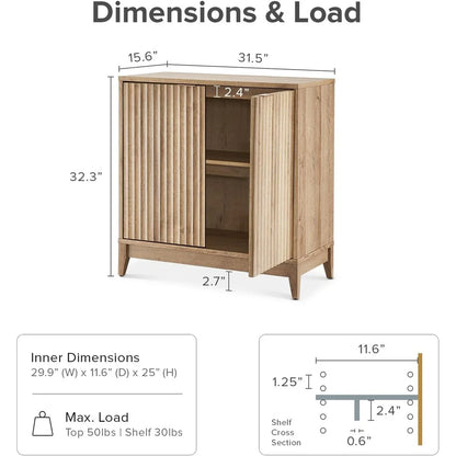 Mopio Brooklyn Storage Cabinet, Modern Farmhouse Entryway Accent Cabinet, Buffet Sideboard, Credenza