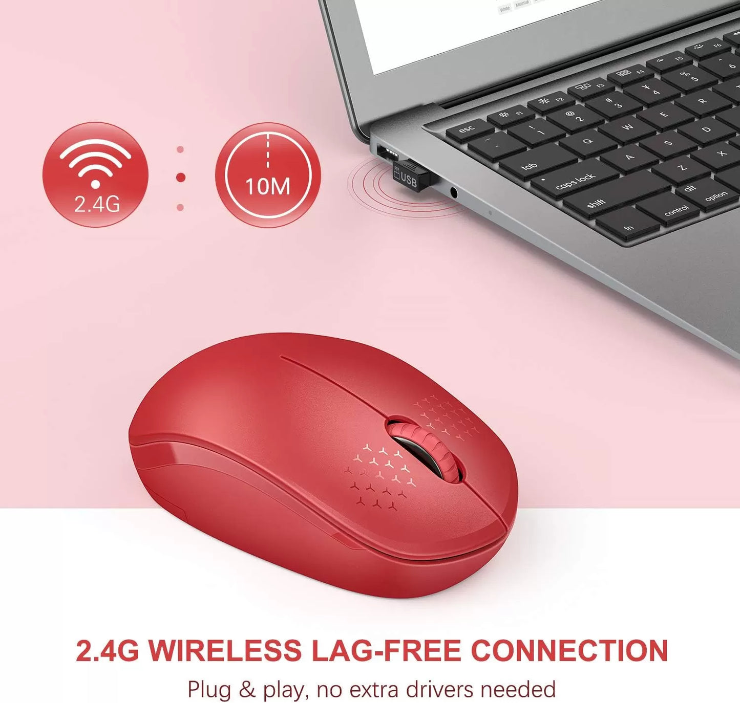 seenda Wireless Mouse, 2.4G Noiseless Mouse with USB Receiver - Portable Computer Mice for PC, Tablet, Laptop with Windows System - Mint Green
