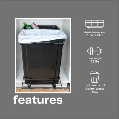 Household Essentials Chrome-Plated Steel Pull-Out/Slide-Out Double Trash Cans