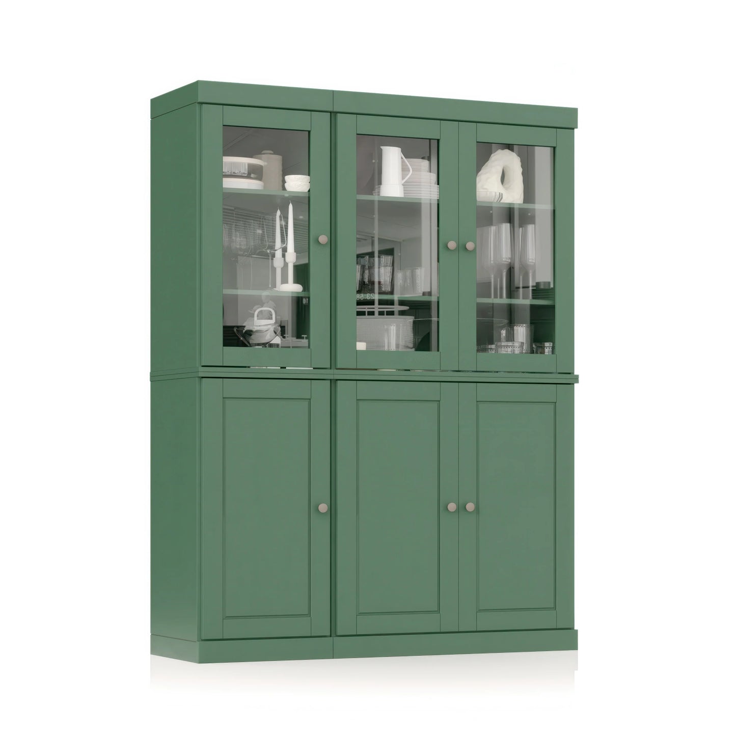 Palace Imports 100% Solid Wood China Pantry with Glass or Solid Wood Doors and 2-Drawers - 48.5" x 71.5"